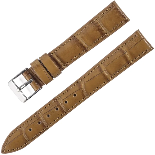 16mm Hakiki Deri Bombeli Saat Kordonu Taba Kroko Desen