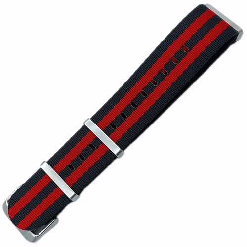 Dokuma Tekstil Saat Kordonu 20-22mm Siyah K�rm�z� 1.4mm Kal�nl�k