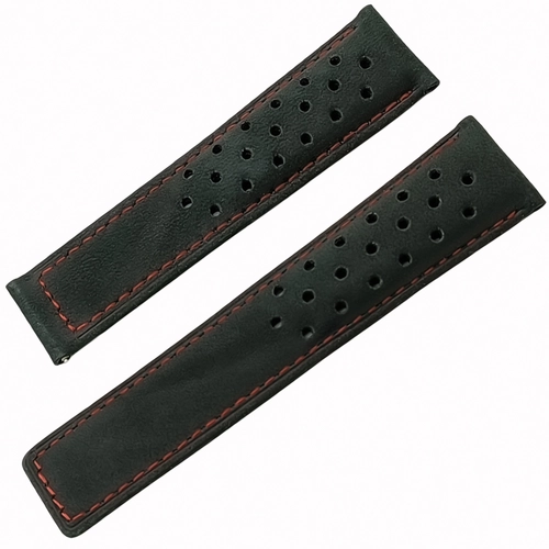 Hakiki Nubuk Deri Tag Heuer Uyumlu Saat Kay 22x20mm Siyah Krmz Dikili