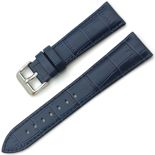 22mm Lacivert Kroko Desenli Deri Saat Kordonu � Yar� Bombeli, Diki�li, 18mm Tokal�
