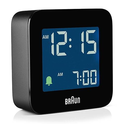 BRAUN BC08B S�YAH KLAS�K SEYAHAT D�J�TAL ALARMLI MASA SAATi