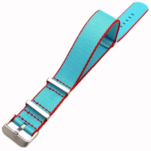 Dokuma Tekstil Saat Kordonu 20-22mm Turkuaz K�rm�z� 1.6mm Kal�nl�k