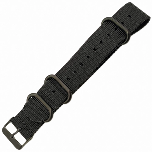 Dokuma Tekstil Saat Kordonu 22mm Siyah 1mm Kal�nl�k Siyah Toka