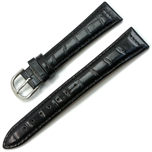 Hakiki Deri Klasik Saat Kordonu 18x14mm | Bandco Buffalo Siyah Baa Desen