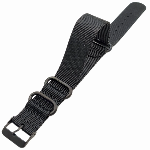 Dokuma Tekstil Saat Kordonu 22mm Siyah 1mm Kal�nl�k Siyah Toka