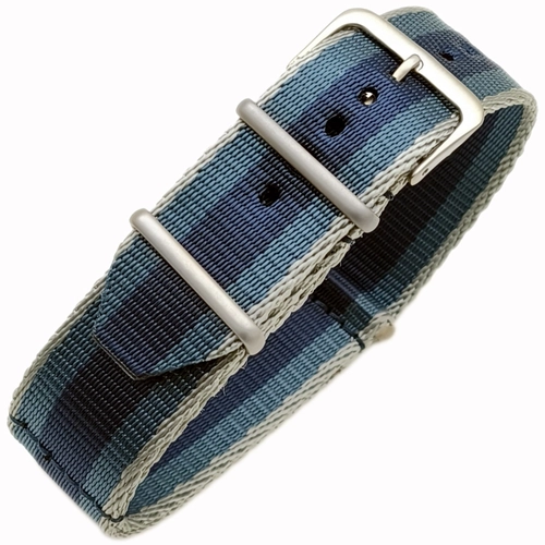 Dokuma Tekstil Saat Kordonu 20-22mm Lacivert F�me Gri 1.6mm Kal�nl�k