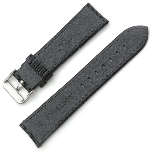 Azzuro Hakiki Deri - Tekstil Saat Kay��� Siyah 22mm Diki�li