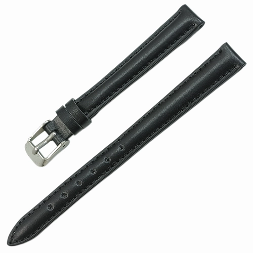 Saat Kordonu Hakiki Deri Yerli �retim 12mm Siyah Desensiz Bombeli