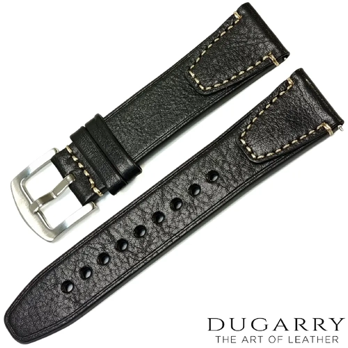 Dugarry Artisan Hakiki Deri Saat Kordonu (Siyah, Bej Diki�li, 22mm)