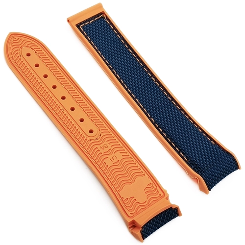 Omega Seamaster Uyumlu Turuncu Kenarl� Lacivert Kanvas Silikon Saat Kordonu