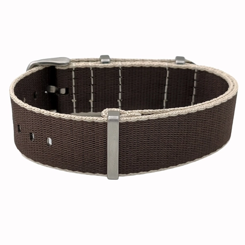 Dokuma Tekstil Saat Kordonu 20-22mm Kahve Bej 1.6mm Kal�nl�k