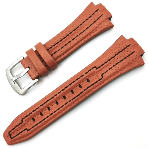 Seiko Sportura Uyumlu Hakiki Deri Turuncu Saat Kordonu