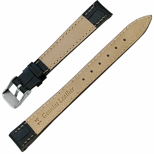 Saat Kordonu Hakiki Deri Yerli �retim 14mm Koyu Kahverengi Kroko Desen