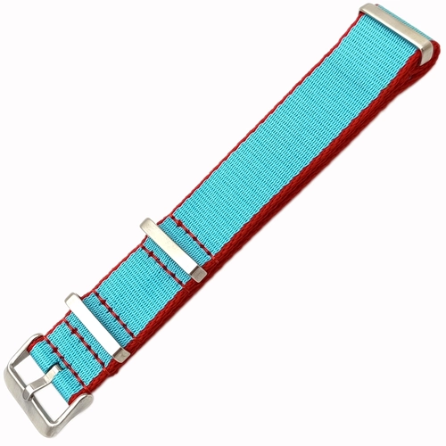 Dokuma Tekstil Saat Kordonu 20-22mm Turkuaz K�rm�z� 1.6mm Kal�nl�k