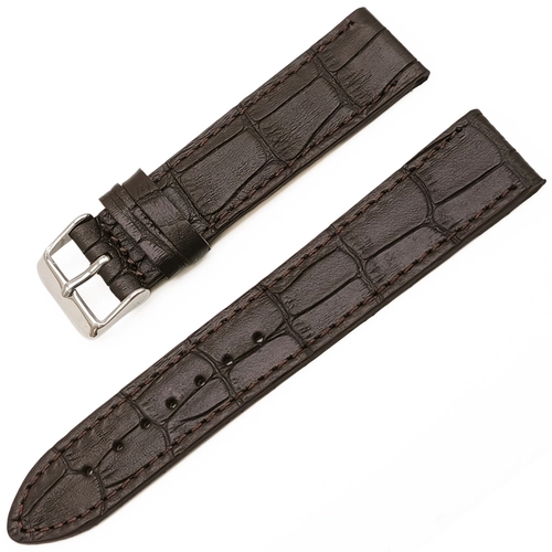 Saat Kordonu Hakiki Deri Yerli retim 20mm Koyu Kahverengi Kroko Desen