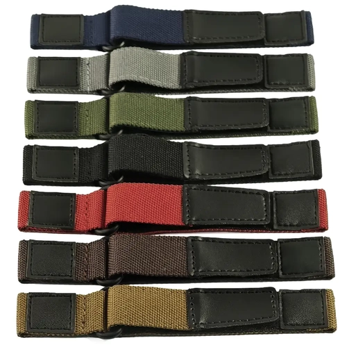 20mm / 22mm Ak�ll� Pimli Taktik Velcro Kanvas Saat Kordonu � Deri Detayl� C�rtl� Spor Kay��