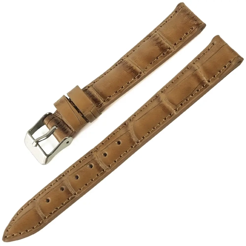 16mm Hakiki Deri Bombeli Saat Kordonu Taba Kroko Desen