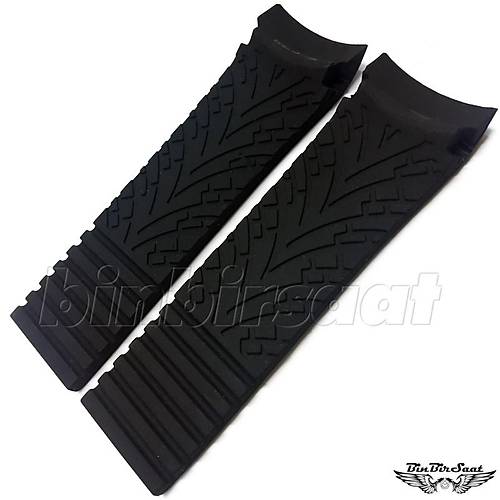 Porsche Design 6612 Uyumlu Saat Kordonu 24 mm Siyah ve Lacivert 2 Renk Seenekli