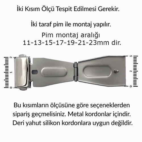 Metal Saat Kordonu Klipsi  Katlamal Yandan Basmal (1123mm Aras)