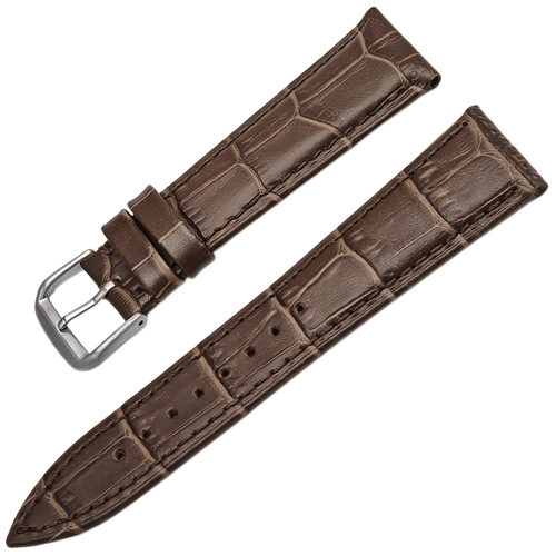 Azzuro Hakiki Deri Kahverengi Kroko Saat Kordonu 22x18mm