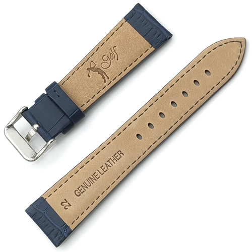 22mm Lacivert Kroko Desenli Deri Saat Kordonu � Yar� Bombeli, Diki�li, 18mm Tokal�