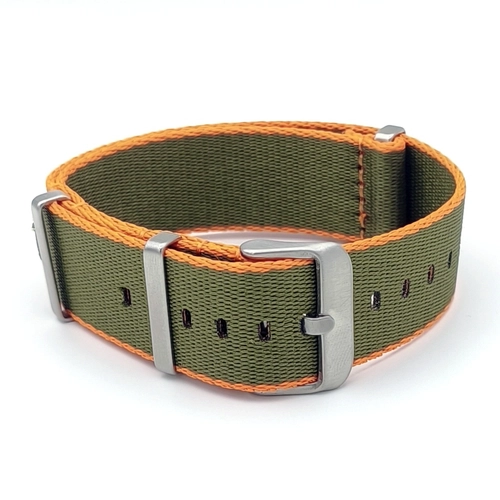 Dokuma Tekstil Saat Kordonu 20-22mm Ye�il Turuncu 1.6mm Kal�nl�k