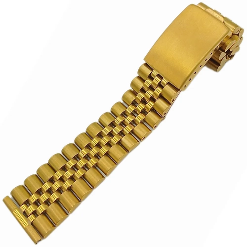 Solid Dolgu elik Mat/Parlak Saat Kordonu A Kalite 20-22-24mm Jubilee Model Altn Rengi