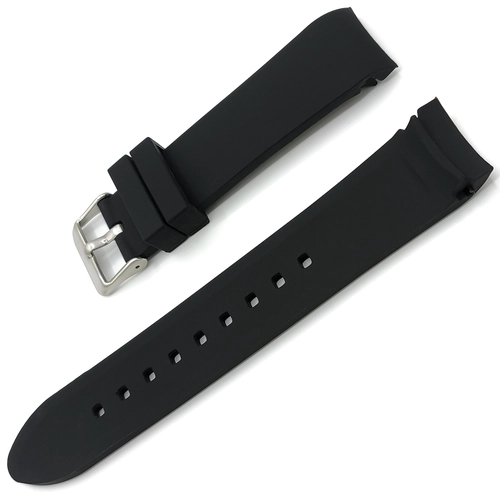 Kavisli Ba�l�k Siyah 22mm Rubber Silikon Saat Kordonu