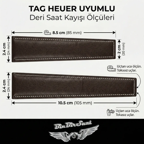 Tag Heuer Uyumlu Siyah Parlak Kroko Hakiki Deri Saat Kordonu 24x20mm