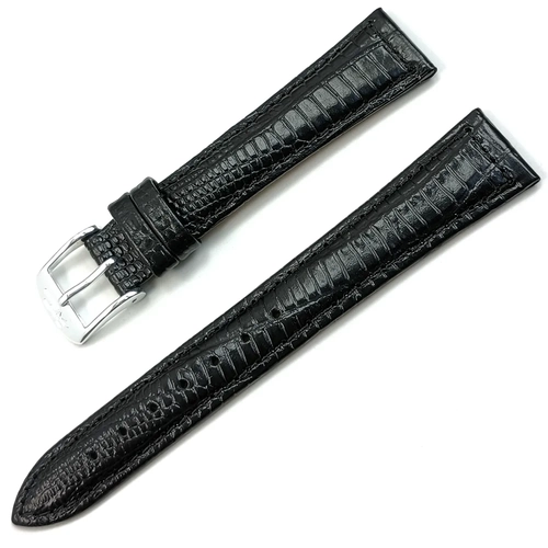 Hakiki Deri Klasik Saat Kordonu 18x14mm | Bandco Buffalo Siyah Lizard Desen