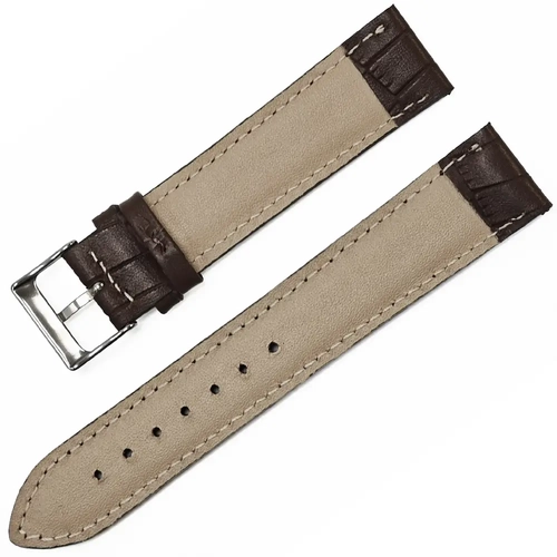 Saat Kordonu Hakiki Deri Yerli �retim 20-22mm Koyu Kahverengi Kroko Desen