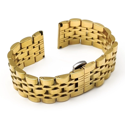 Dolgu Solid �elik Alt�n Rengi Saat Kordonu | K�nye Modeli | 18-20-22mm