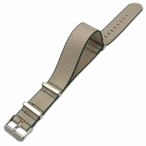 Dokuma Tekstil Saat Kordonu 20-22mm Bej Ye�il 1.6mm Kal�nl�k