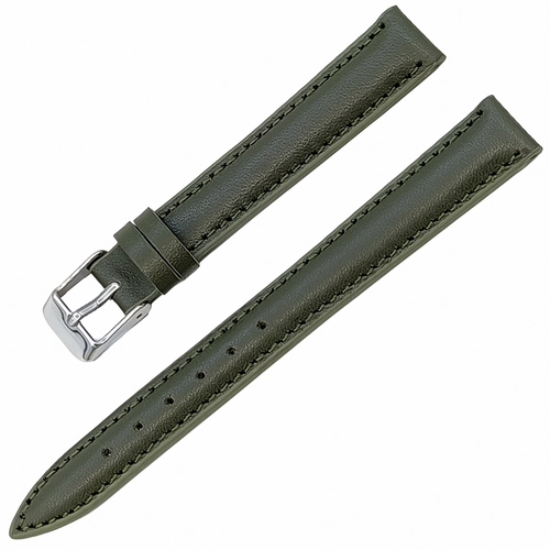 Saat Kordonu Hakiki Deri Yerli �retim 14mm Ye�il Desensiz Naturel