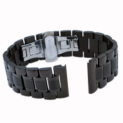 Siyah 316L Paslanmaz �elik Saat Kordonu 20-22-24mm