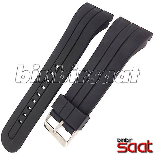 QNT-2824 Quantumve Emsali Uyumlu Siyah Silikon Saat Kordonu 28mm