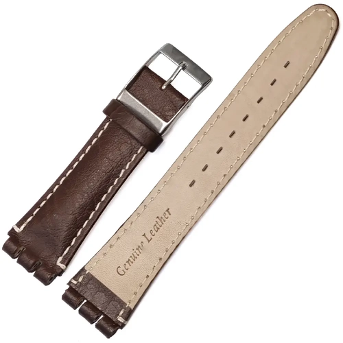 Swatch Uyumlu 19mm Hakiki Deri Saat Kordonu Kahverengi Floater Desen