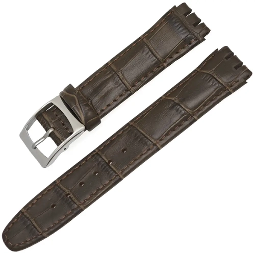 Dugarry Swatch Uyumlu 17mm Kahverengi Deri Saat Kordonu - Kroko Desen