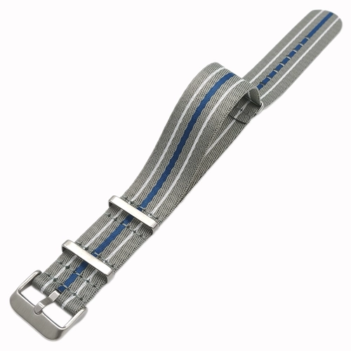 Dokuma Tekstil Saat Kordonu 22mm Gri Beyaz Mavi 1mm Kal�nl�k