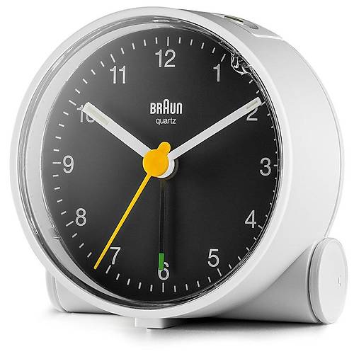 BRAUN BC01WB BEYAZ-S�YAH KLASiK ANALOG ALARMLI MASA SAAT�