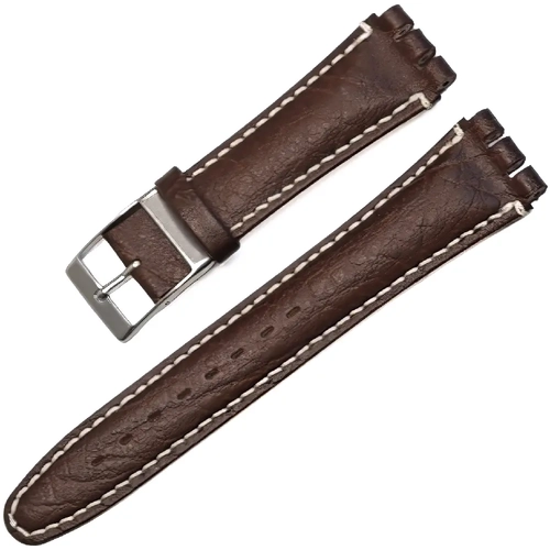 Swatch Uyumlu 19mm Hakiki Deri Saat Kordonu Kahverengi Floater Desen