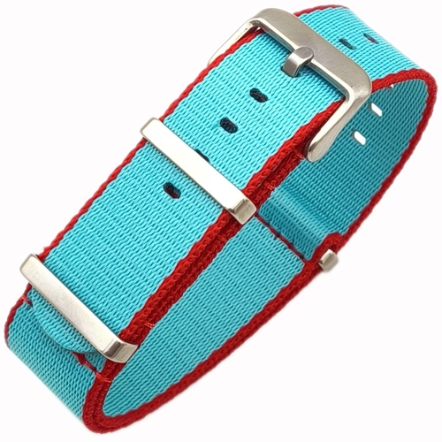 Dokuma Tekstil Saat Kordonu 20-22mm Turkuaz K�rm�z� 1.6mm Kal�nl�k