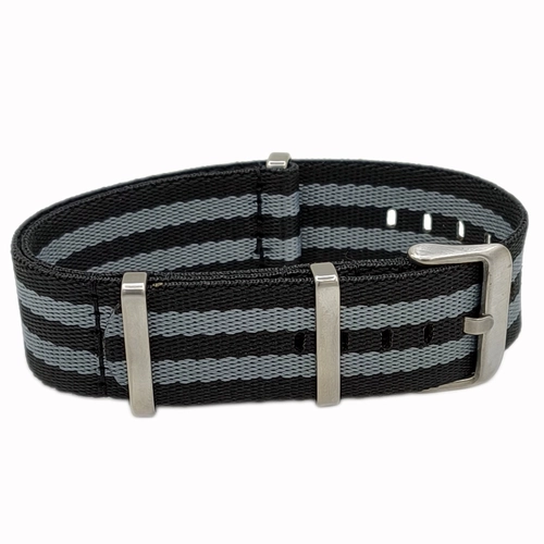 Dokuma Tekstil Saat Kordonu 20-22mm Gri Siyah 1.4mm Kal�nl�k