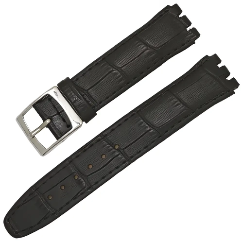 Dugarry Swatch Uyumlu 17mm Siyah Deri Saat Kordonu - Kroko Desen