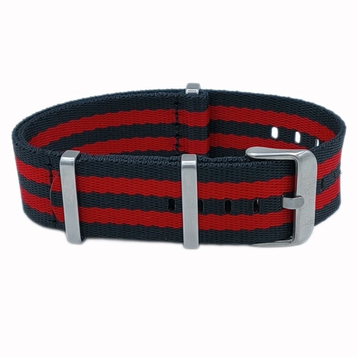 Dokuma Tekstil Saat Kordonu 20-22mm Siyah K�rm�z� 1.4mm Kal�nl�k