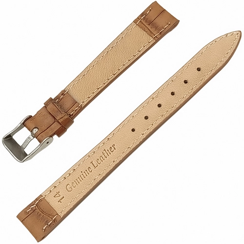 Saat Kordonu Hakiki Deri Yerli �retim 14mm Taba Kroko Desen