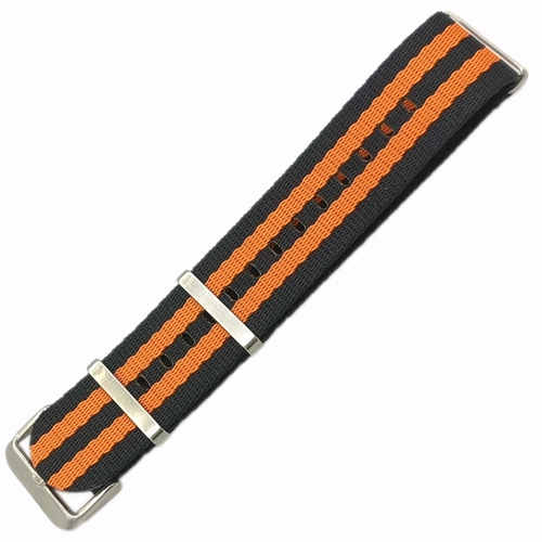Dokuma Tekstil Saat Kordonu 20-22mm Siyah Turuncu 1.4mm Kal�nl�k