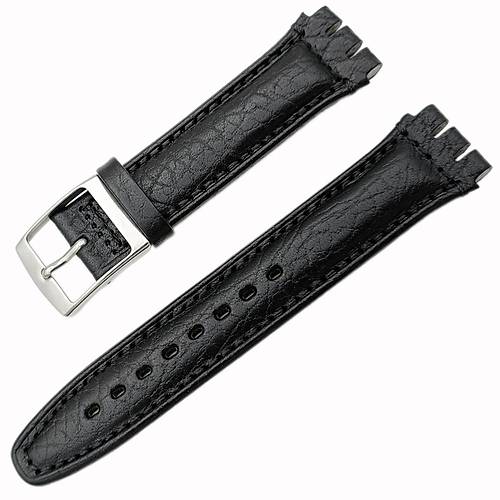 Bandco Swatch Uyumlu19mm Hakiki Deri Saat Kordonu Siyah Floater Desen