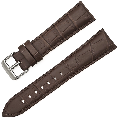 Golf Hakiki Deri Saat Kay��� 22x18mm Koyu Kahverengi Kroko