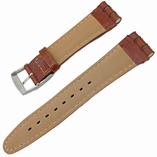 Bandco Swatch Uyumlu 19mm Hakiki Deri Saat Kordonu Kahverengi Desensiz